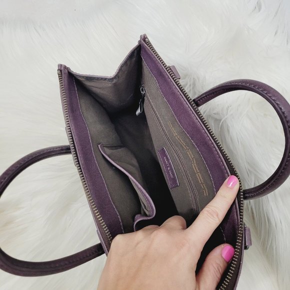 Matt & Nat Purple Dual Handle Satchel Bag Structured Zip Top Recycled Bottles - Picture 4 of 12